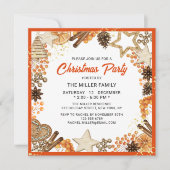 Weihnachtsfeiertag Rustikales Party Orange Einladung (Vorderseite)