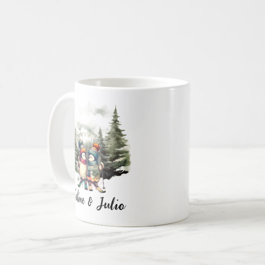 Weihnachtsfeiertag Rustikales Skifahren Pinguin Ro Kaffeetasse (Vorderseite Links)