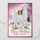 Weihnachtsfeiertag, Sable Collie Angel - Folien Feiertagskarte (Vorderseite)