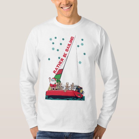 Weihnachtsfeiertag Sailer Santa Segelboot T-Shirt (Vorderseite)
