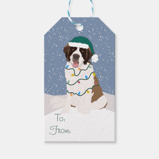 Weihnachtsfeiertag Saint Bernard Geschenkanhänger (Vorderseite)