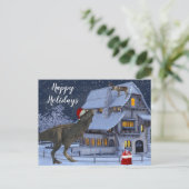Weihnachtsfeiertag Santa Dinosaurier Postkarte (Stehend Vorderseite)