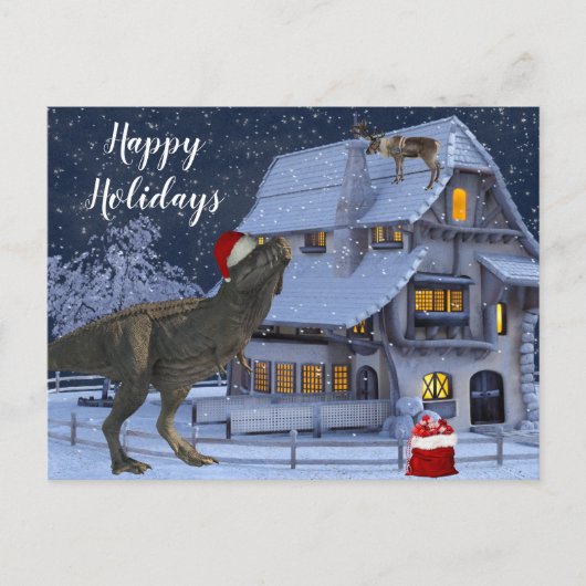 Weihnachtsfeiertag Santa Dinosaurier Postkarte (Vorderseite)