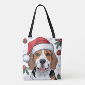 Weihnachtsfeiertag Santa Dog Beagle Tote Tasche (Rückseite)