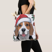 Weihnachtsfeiertag Santa Dog Beagle Tote Tasche (Von Nahem)