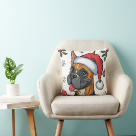 Weihnachtsfeiertag Santa Dog Boxer Keuchen Kissen