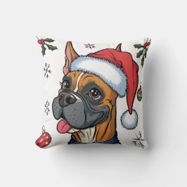 Weihnachtsfeiertag Santa Dog Boxer Keuchen Kissen