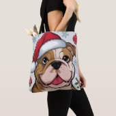 Weihnachtsfeiertag Santa Dog Bulldog Tote Tasche (Von Nahem)