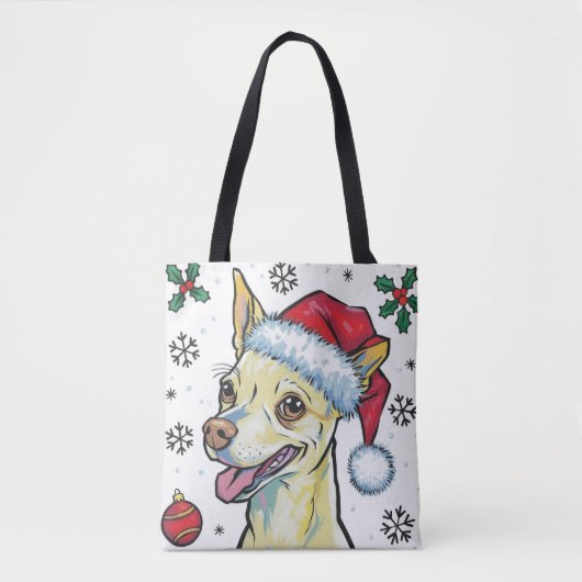 Weihnachtsfeiertag Santa Dog Chihuahua Tote Tasche (Vorderseite)