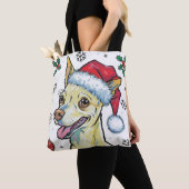 Weihnachtsfeiertag Santa Dog Chihuahua Tote Tasche (Von Nahem)