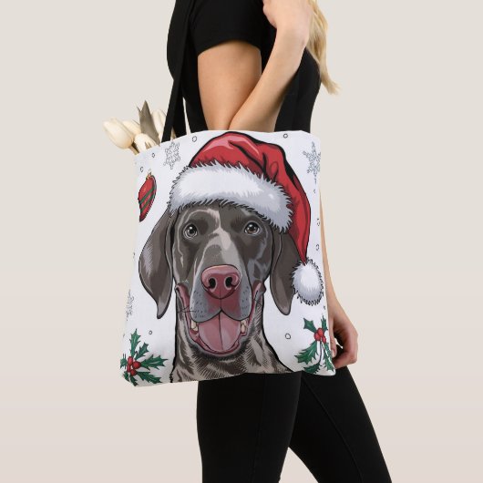Weihnachtsfeiertag Santa Dog Pointer Tote Tasche (Von Nahem)