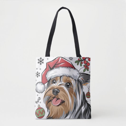 Weihnachtsfeiertag Santa Dog Terrier Tote Tasche (Vorderseite)