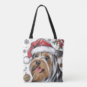 Weihnachtsfeiertag Santa Dog Terrier Tote Tasche (Rückseite)