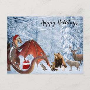 Weihnachtsfeiertag Santa-Drache Wald Waldland Postkarte