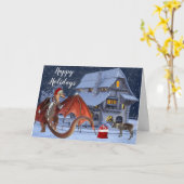 Weihnachtsfeiertag Santa Dragon Karte (Gelbe Blume)