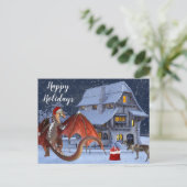 Weihnachtsfeiertag Santa Dragon Postkarte (Stehend Vorderseite)