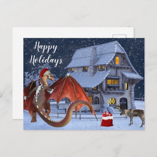 Weihnachtsfeiertag Santa Dragon Postkarte (Vorne/Hinten)
