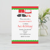 Weihnachtsfeiertag Santa Mrs. Claus Party Einladun Einladung (Stehend Vorderseite)