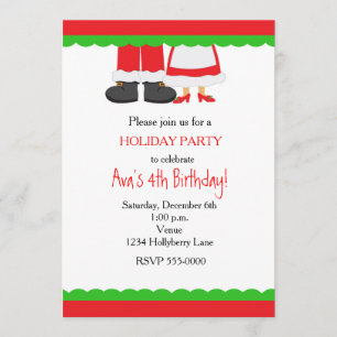Weihnachtsfeiertag Santa Mrs. Claus Party Einladun Einladung