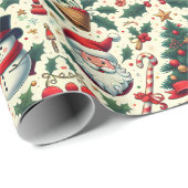 Weihnachtsfeiertag Santa Snowman Geschenkpapier (Rolleneckpunkt)