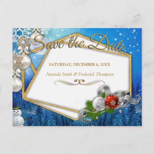 Weihnachtsfeiertag Save the Date Ankündigungspostkarte (Vorderseite)