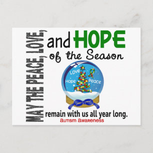 Weihnachtsfeiertag Schneeglobe 1 Autismus Feiertagspostkarte