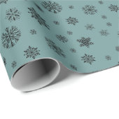 Weihnachtsfeiertag Schwarzer Schneeflocken Festlic Geschenkpapier (Rolleneckpunkt)