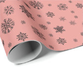 Weihnachtsfeiertag Schwarzes Schneeflockenmuster a Geschenkpapier (Rolleneckpunkt)