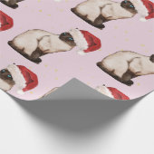 Weihnachtsfeiertag Siam Katzenmuster Lila Geschenkpapier (Ecke)