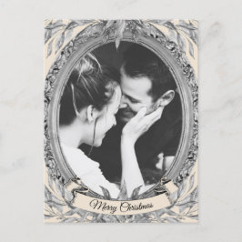 Weihnachtsfeiertag Silber Blätter Wreath Foto Card Feiertagspostkarte