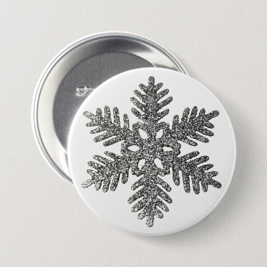 Weihnachtsfeiertag Silber Snowflake Star Design Button (Vorne & Hinten)