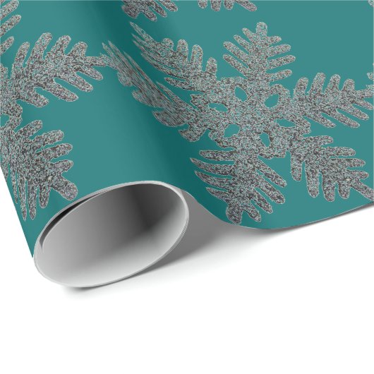 Weihnachtsfeiertag Silber Snowflake Star Design Geschenkpapier (Rolleneckpunkt)