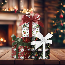 Weihnachtsfeiertag Silberglocken und Holly Geschenkpapier Set