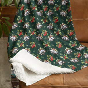 Weihnachtsfeiertag Silberglocken und Holly Sherpadecke
