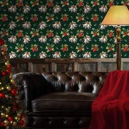 Weihnachtsfeiertag Silberglocken und Holly Tapete