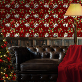 Weihnachtsfeiertag Silberglocken und Holly Tapete