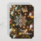 Weihnachtsfeiertag Silver Snowflake Ornamente Feiertagskarte (Vorne/Hinten)