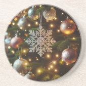 Weihnachtsfeiertag Silver Snowflake Ornamente Getränkeuntersetzer (Vorne)