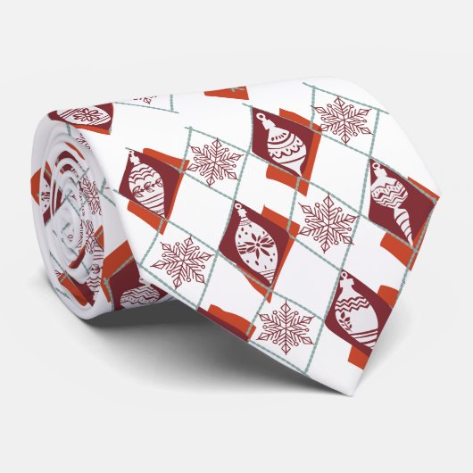 Weihnachtsfeiertag Skandinavien Rotes Weiß Muster Krawatte (Gerollt)