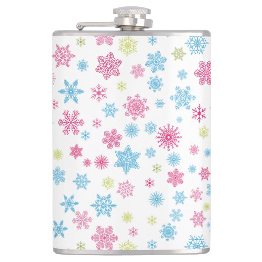 Weihnachtsfeiertag Snowflake Muster Flachmann (Vorderseite)