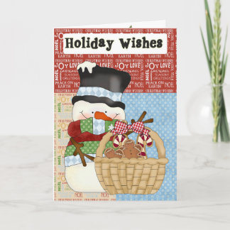 Weihnachtsfeiertag Snowman Gruß oder Einladung