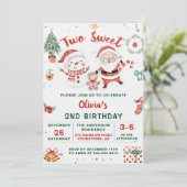 Weihnachtsfeiertag Snowman Zwei Sweet 2. Geburtsta Einladung (Stehend Vorderseite)