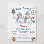 Weihnachtsfeiertag Snowman Zwei Sweet 2. Geburtsta Einladung (Vorderseite)