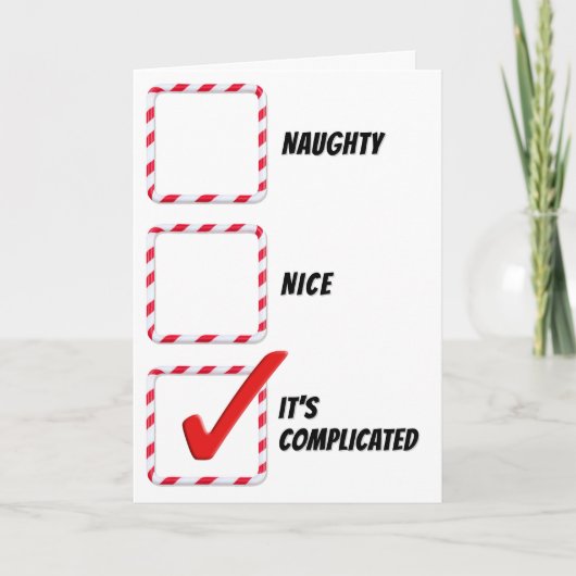 Weihnachtsfeiertag Spaß Naughty oder Nice Karo Box Karte (Vorderseite)