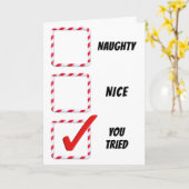 Weihnachtsfeiertag Spaß Naughty oder Nice Karo Box Karte (Gelbe Blume)