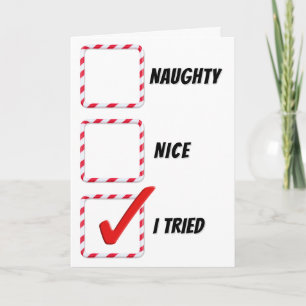 Weihnachtsfeiertag Spaß Naughty oder Nice Karo Box Karte