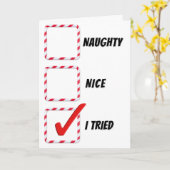 Weihnachtsfeiertag Spaß Naughty oder Nice Karo Box Karte (Gelbe Blume)