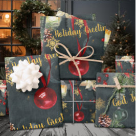 Weihnachtsfeiertag Splendor bearbeiten den Gruß Geschenkpapier Set