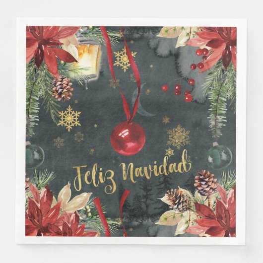 Weihnachtsfeiertag Splendor Feliz Navidad Serviette (Vorderseite)