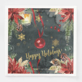 Weihnachtsfeiertag Splendor Happy Holidays Serviette (Vorderseite)